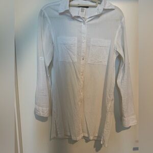 La Blanca White Lightweight Button-Front Swim Coverup